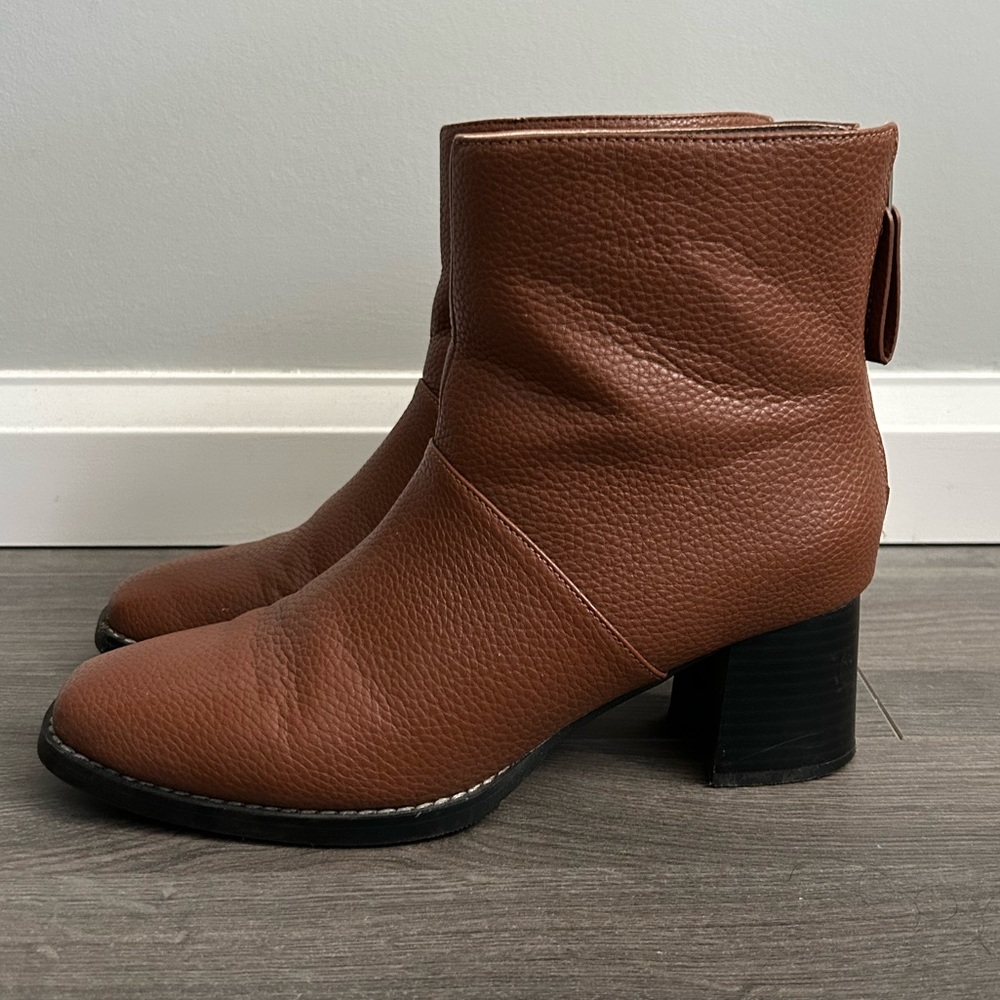 Matt & Nat Brown Ankle Booties with Chunky Heel